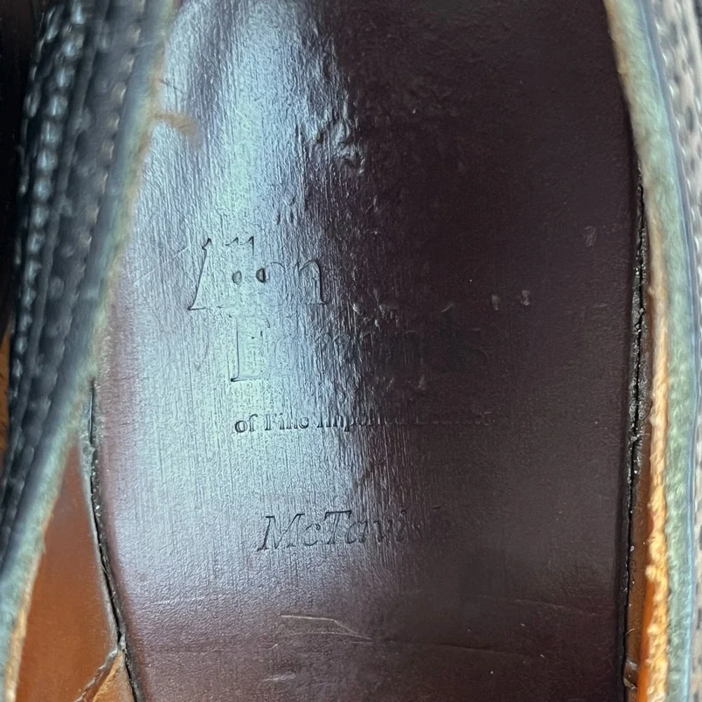 Mens Allen Edmonds McTavish Black Leather Wingtip Brogue Dress Shoes Size 10.5 B
